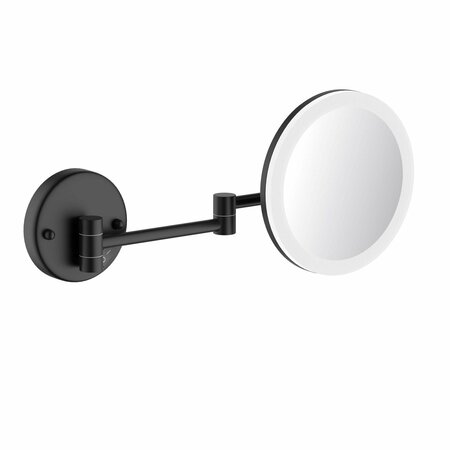 KIBI Circular LED Wall Mount One Side 5x Magnifying Make Up Mirror - Matte Black KMM102MB